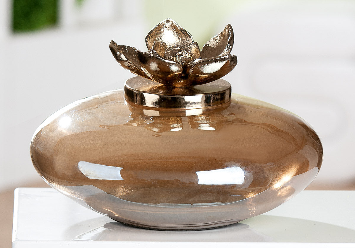 Glazen Decoratie Flor Champagne 24 cm
