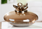 Glazen Decoratie Flor Champagne 24 cm