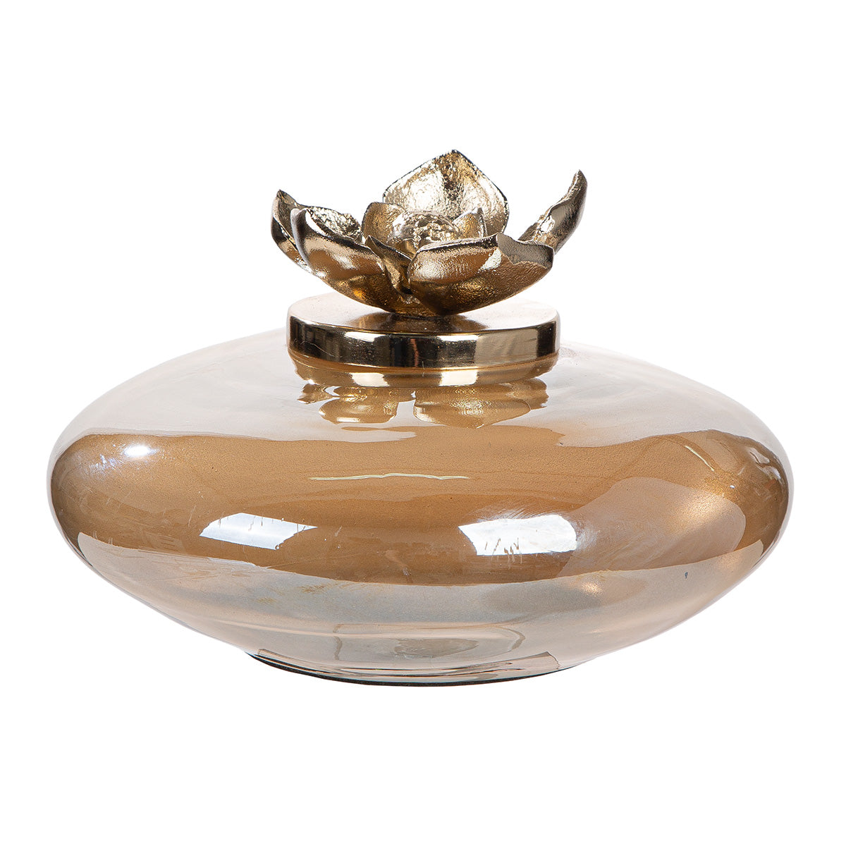 Glazen Decoratie Flor Champagne 24 cm
