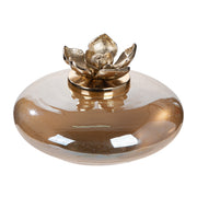 Glazen Decoratie Flor Champagne 24 cm