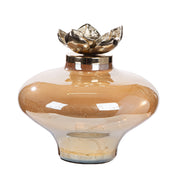 Glazen Decoratie Flor Champagne 23 cm