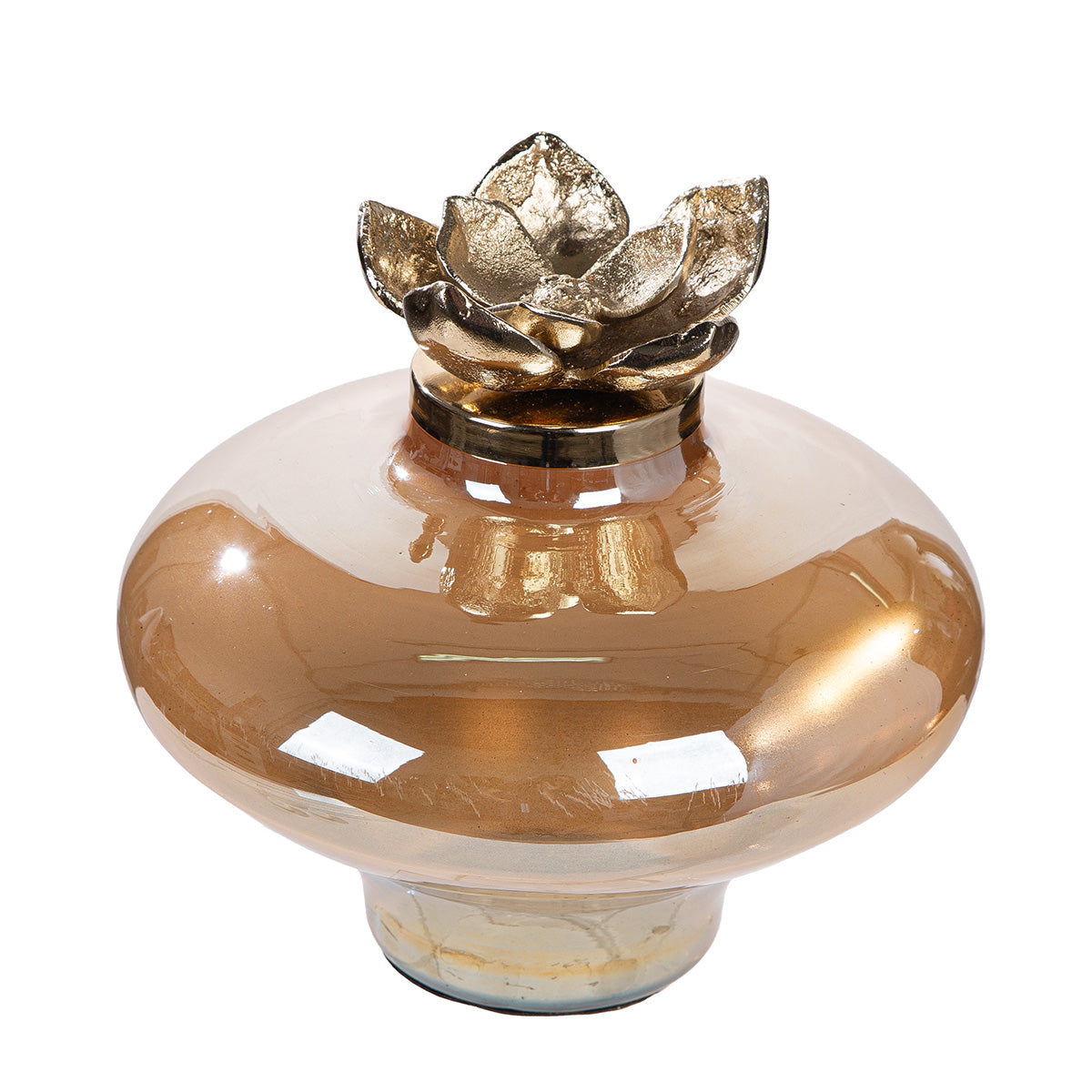Glazen Decoratie Flor Champagne 23 cm