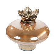 Glazen Decoratie Flor Champagne 23 cm