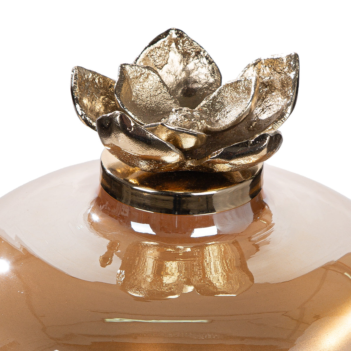 Glazen Decoratie Flor Champagne 23 cm