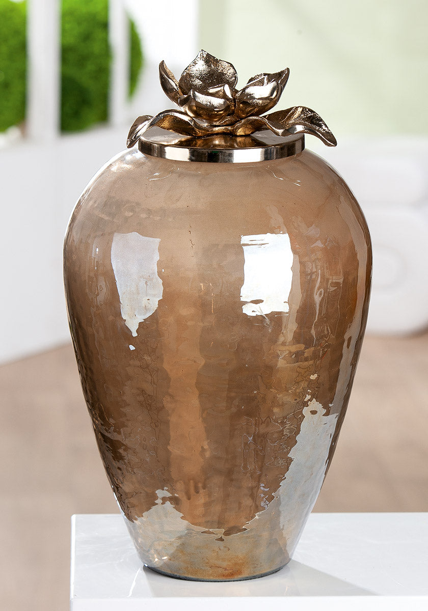 Glazen Decoratie Flor Champagne 40 cm