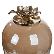 Glazen Decoratie Flor Champagne 40 cm
