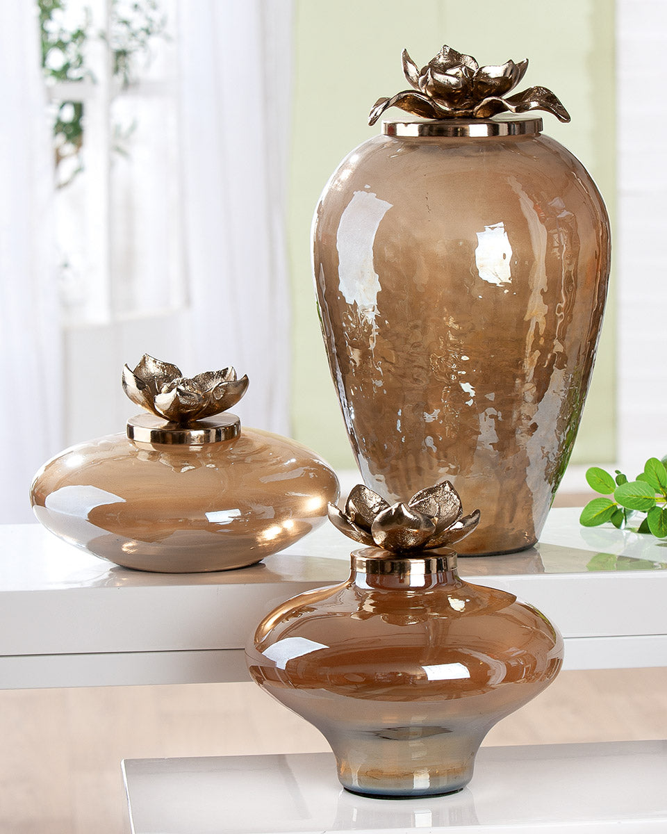 Glazen Decoratie Flor Champagne