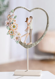 Floral Love Hart Sculptuur Paar