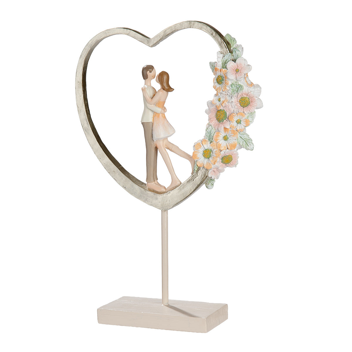 Floral Love Hart Sculptuur Paar