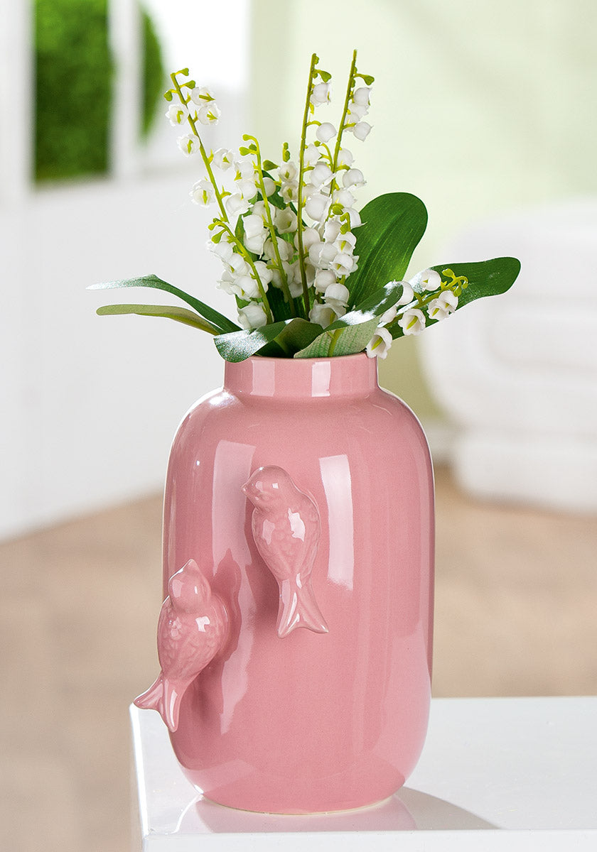 Apus Vaas Roze met Vogelmotief