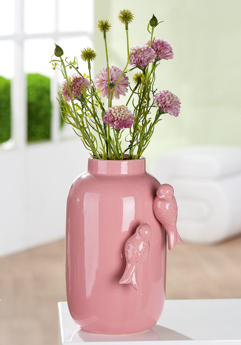 Apus Vaas Roze met Vogelmotief