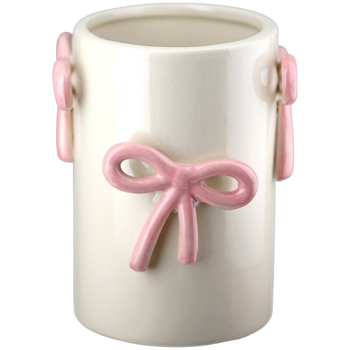 Bow Cilindervaas Crème Roze 15 cm