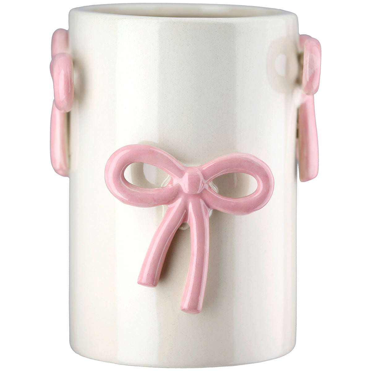 Bow Cilindervaas Crème Roze 15 cm