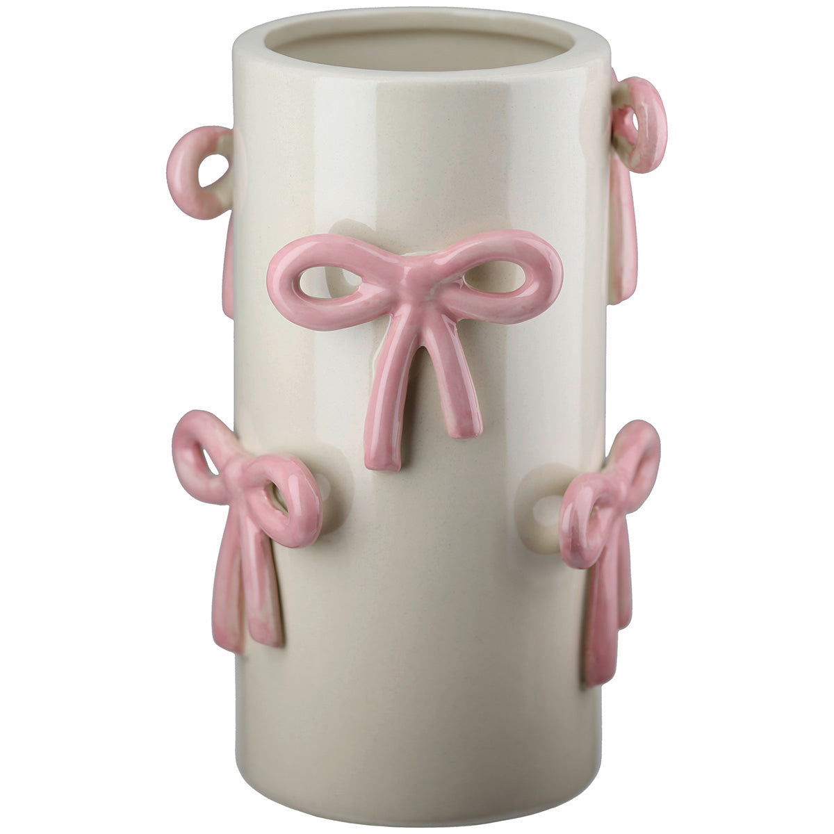 Bow Cilindervaas Crème Roze 20.5 cm