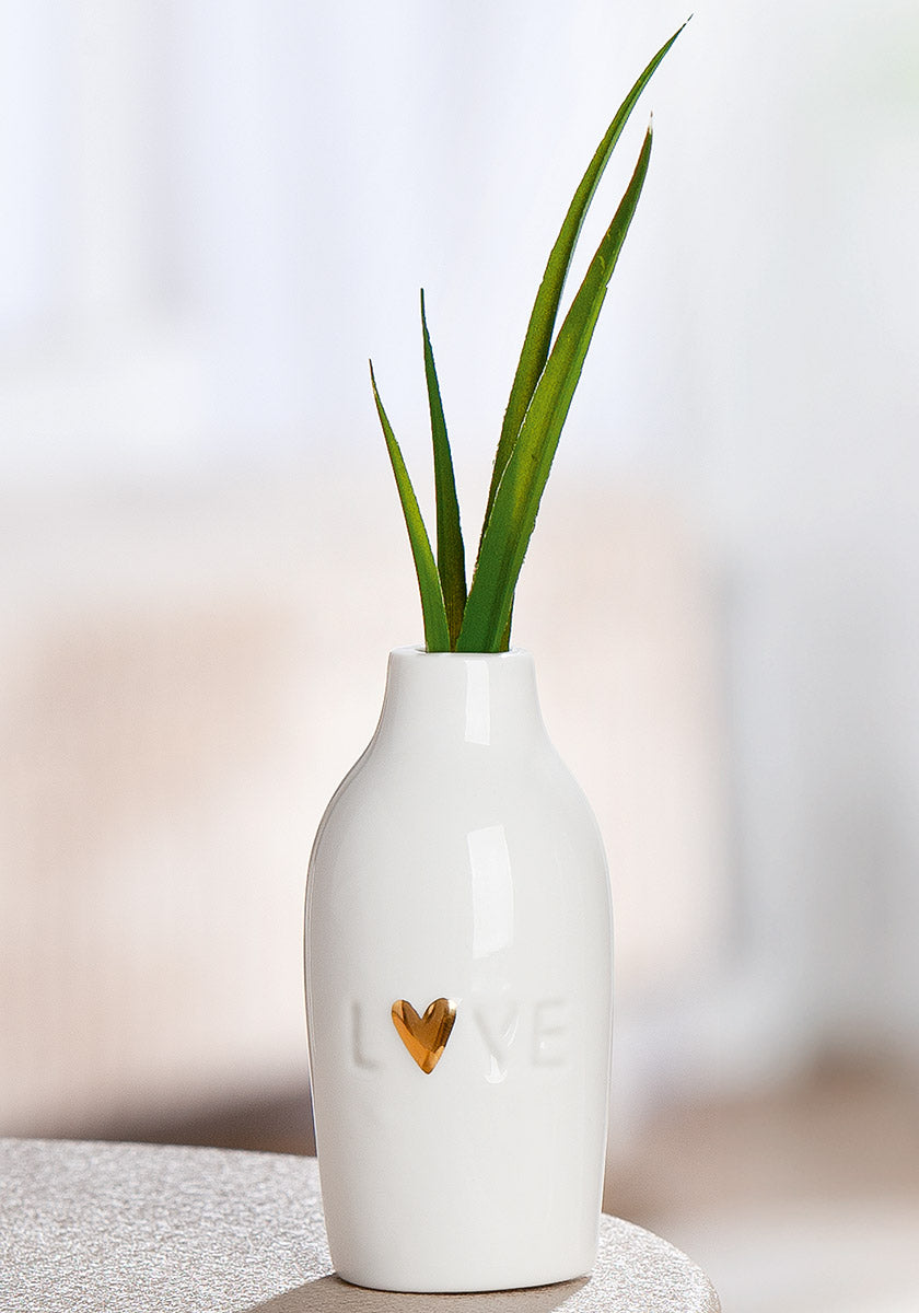 Lots of Love Vaas Wit-Goud 10 cm