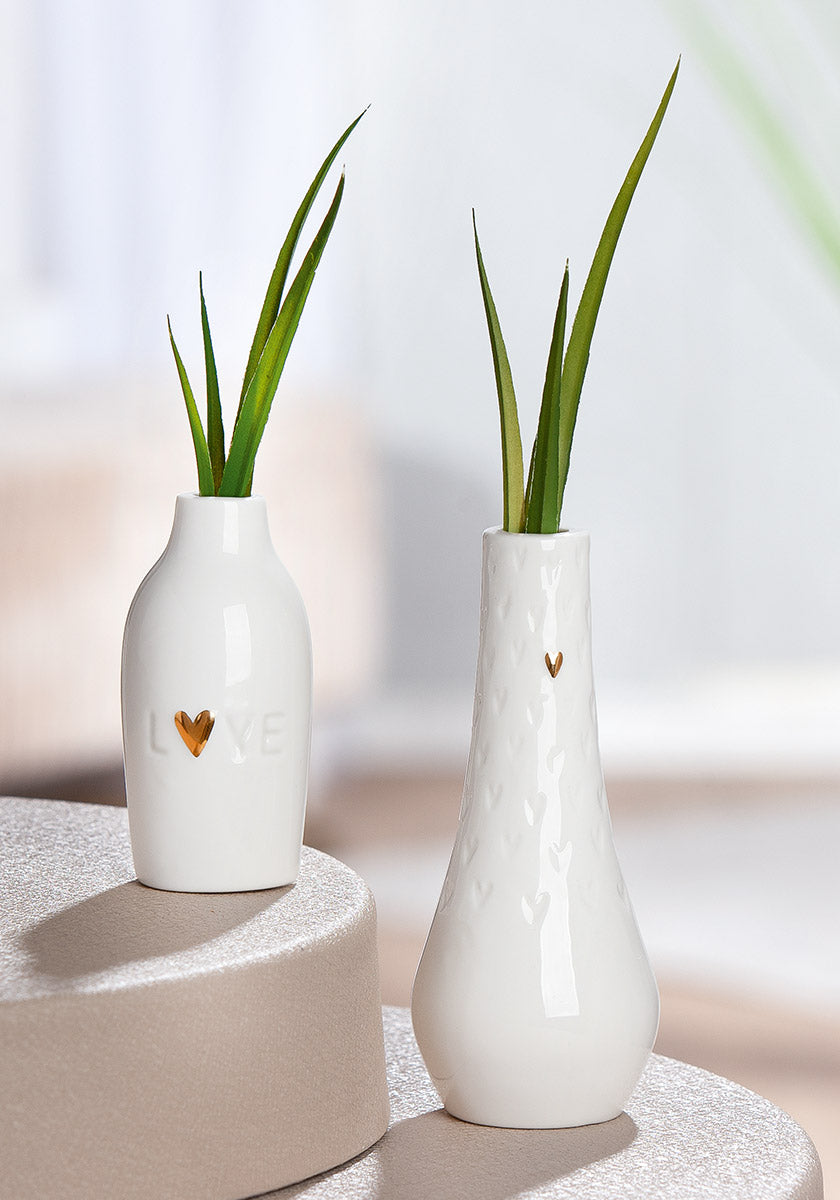 Lots of Love Vaas Wit-Goud 10 cm