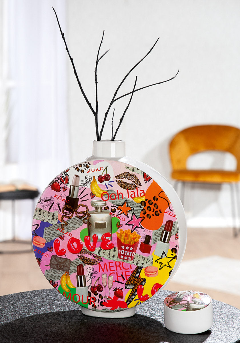 OOH LALA Ronde Dekselvaas Popart