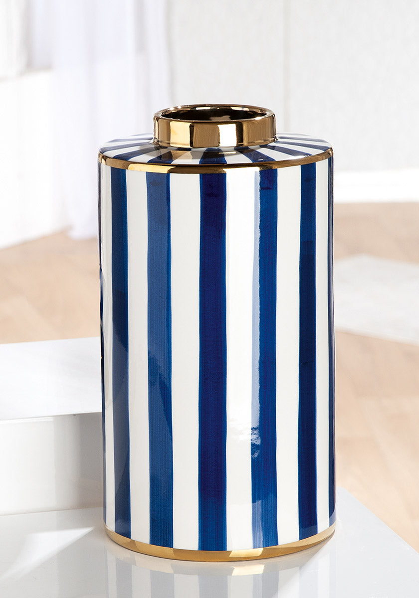 Elio Cilindervaas Blauw Wit 40 cm