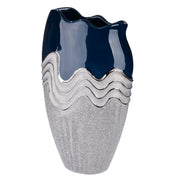 Wavy Conische Vaas Blauw Zilver