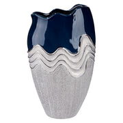 Wavy Conische Vaas Blauw Zilver