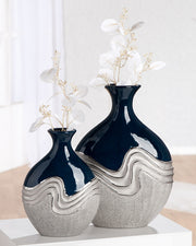 Wavy Flessenvaas Blauw Zilver