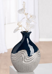 Wavy Flessenvaas Blauw Zilver
