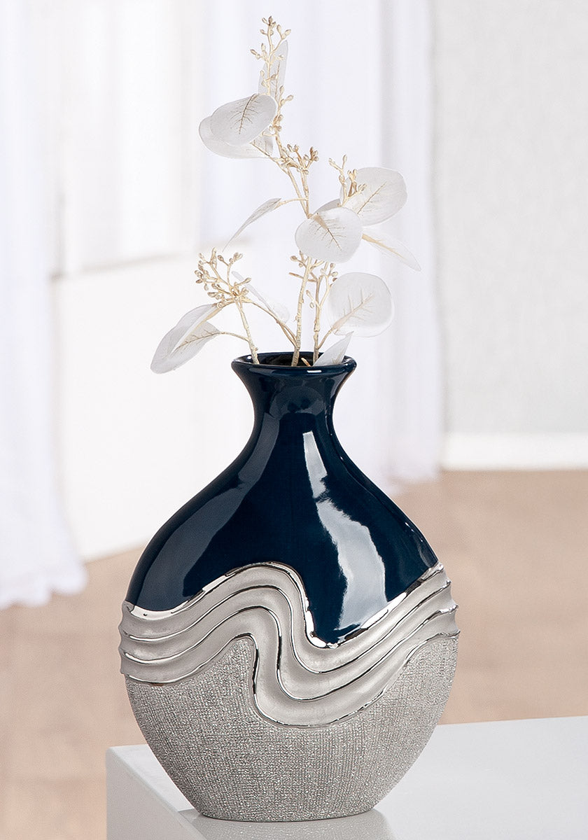Wavy Flessenvaas Blauw Zilver