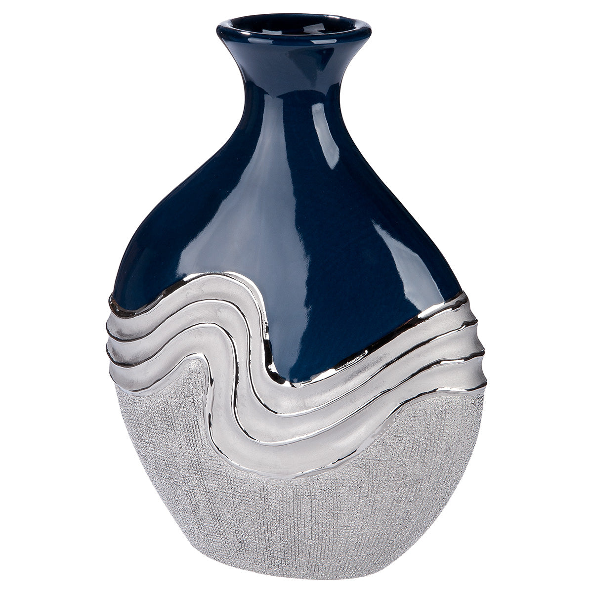 Wavy Flessenvaas Blauw Zilver