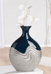 Wavy Flessenvaas Blauw Zilver