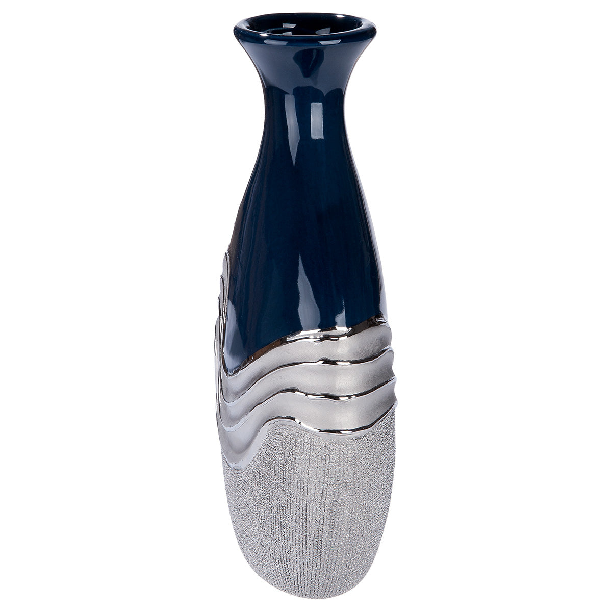 Wavy Flessenvaas Blauw Zilver