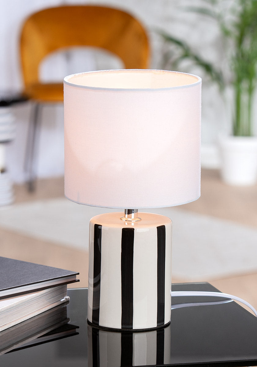 Stripes Keramiek Tafellamp Zwart Wit