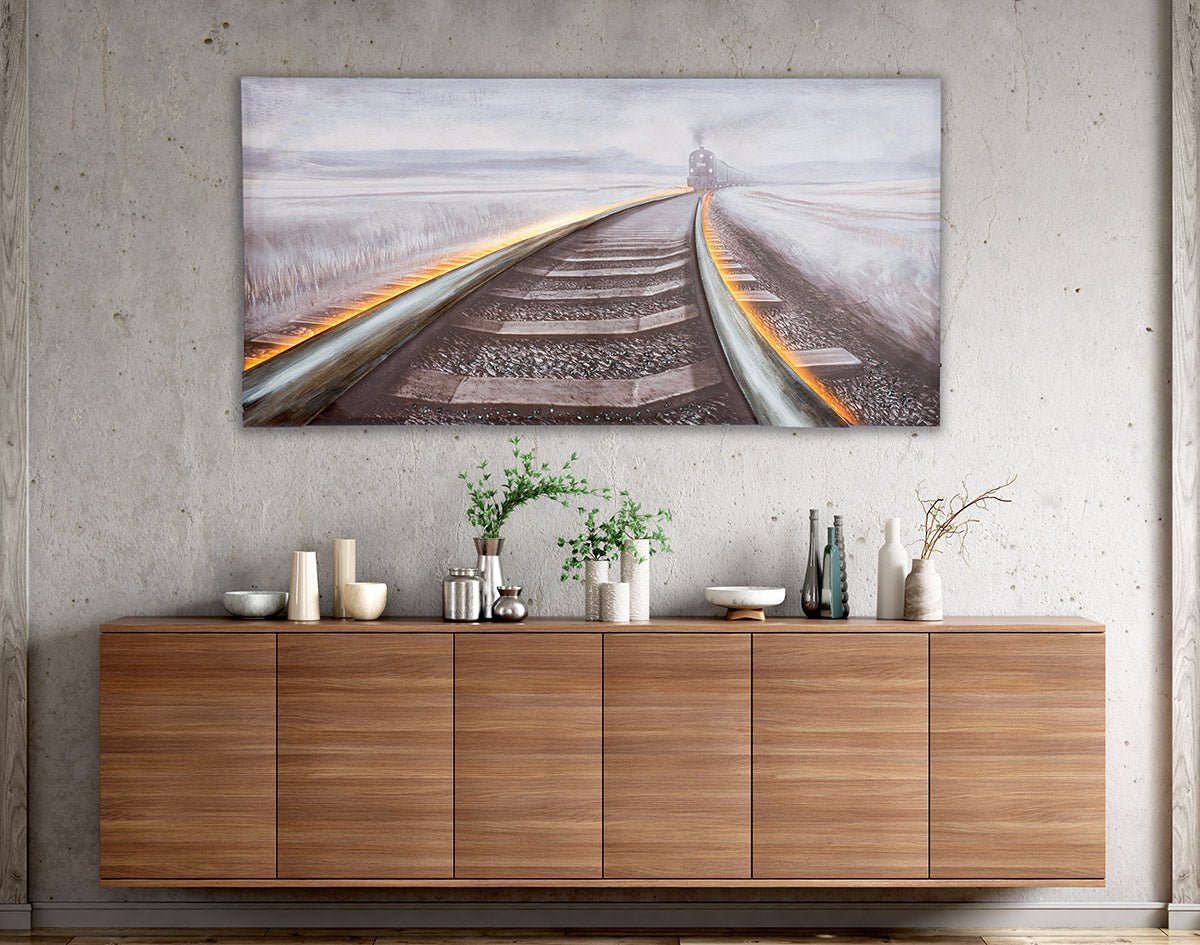 Railroad LED-schilderij 140 cm