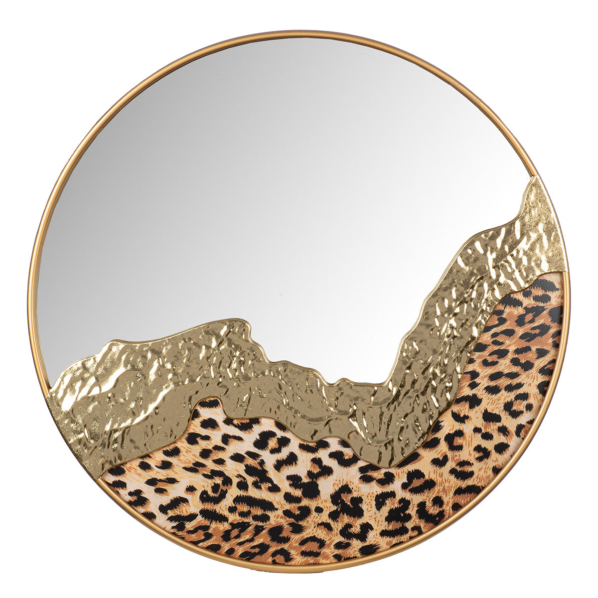 Leopard ronde spiegel goud 60 cm