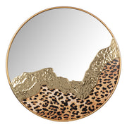 Leopard ronde spiegel goud 60 cm