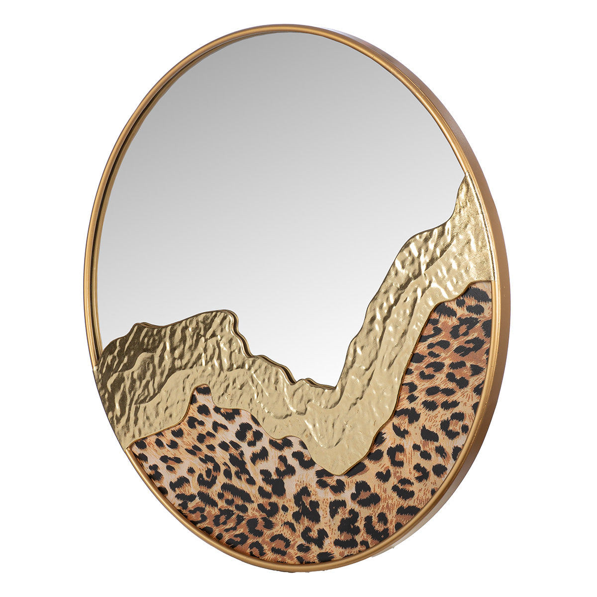 Leopard ronde spiegel goud 60 cm