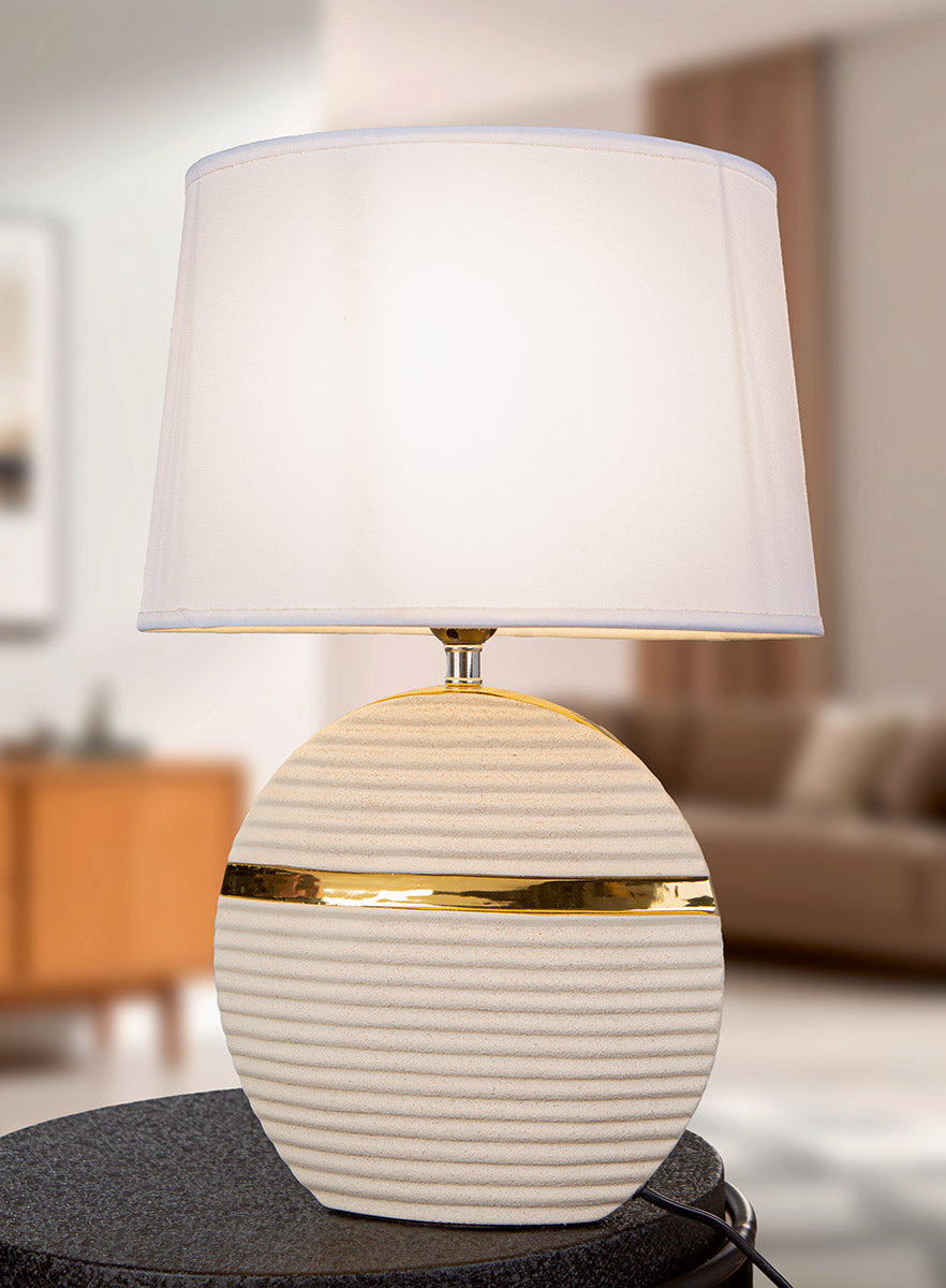 Dune tafellamp keramiek beige/wit