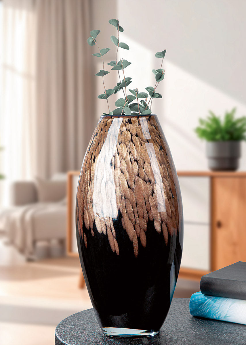 Zwarte glazen vaas Lemark 34 cm