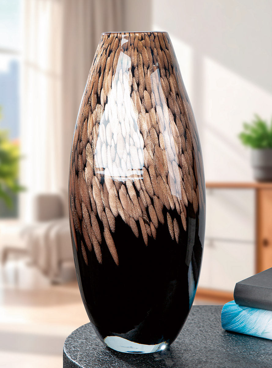 Zwarte glazen vaas Lemark 42,5 cm
