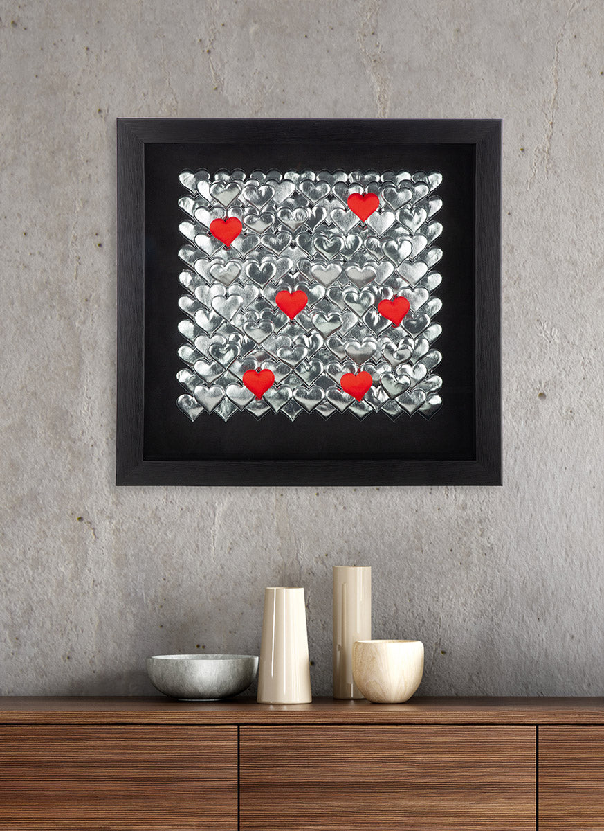 Heart zwart-zilveren 3D wanddecoratie