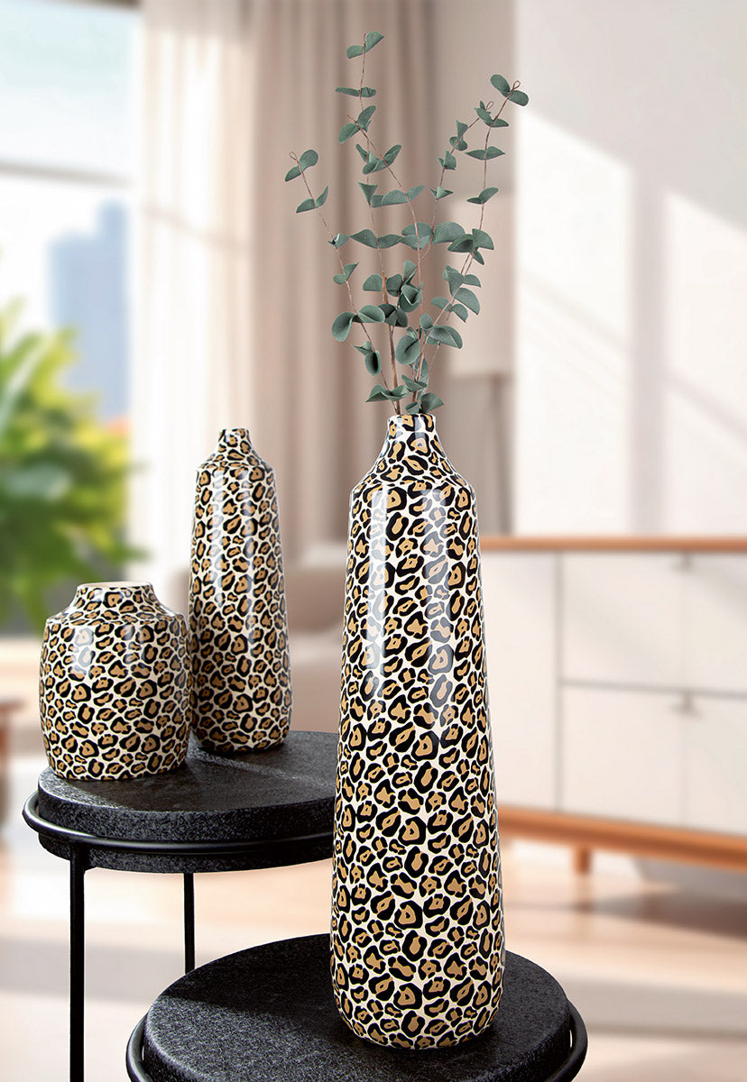 Leopard Flessenvaas Zwart Bruin