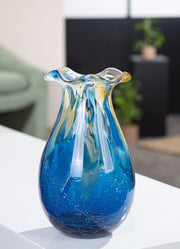 Blauwe glazen vaas Kandaru 23.5 cm