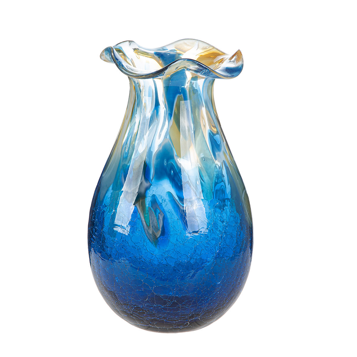 Blauwe glazen vaas Kandaru 23.5 cm
