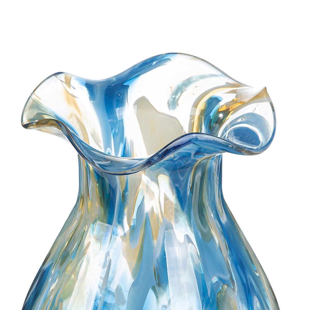 Blauwe glazen vaas Kandaru 28 cm