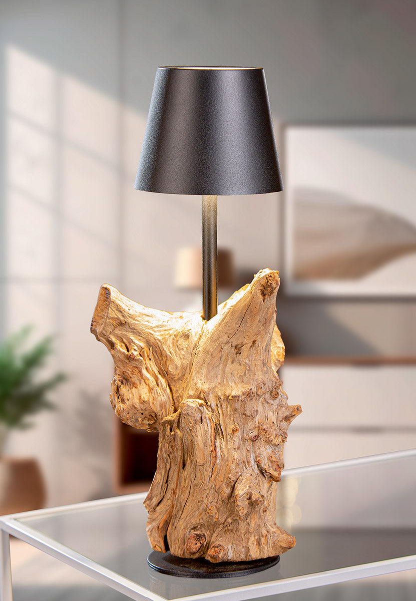 LED Tafellamp Metaal Hout Zwart