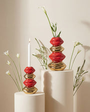 Kisses Mondvaas Goud-Rood 24 cm