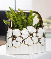 Imbali Handtasvaas Wit-Goud 24.5 cm