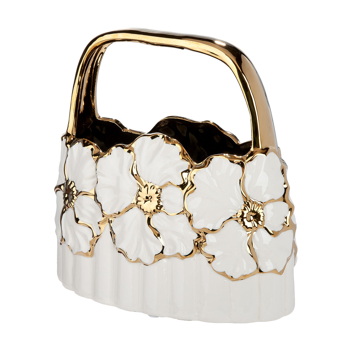 Imbali Handtasvaas Wit-Goud 24.5 cm