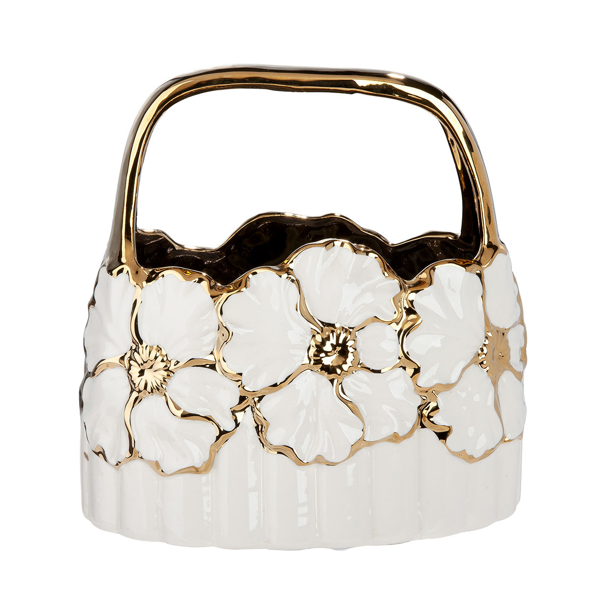 Imbali Handtasvaas Wit-Goud 24.5 cm