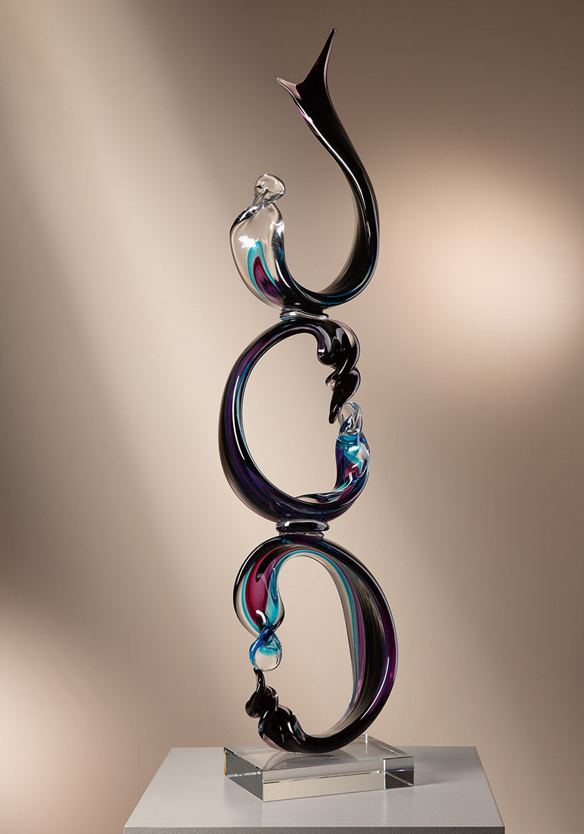 Vertigo Glas Sculptuur Zwart-Clear