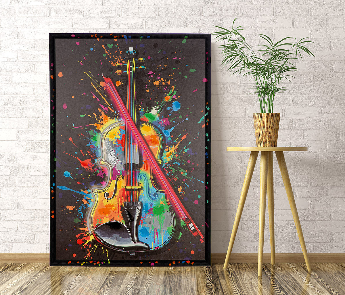 Music Splash LED vioolschilderij 93 cm